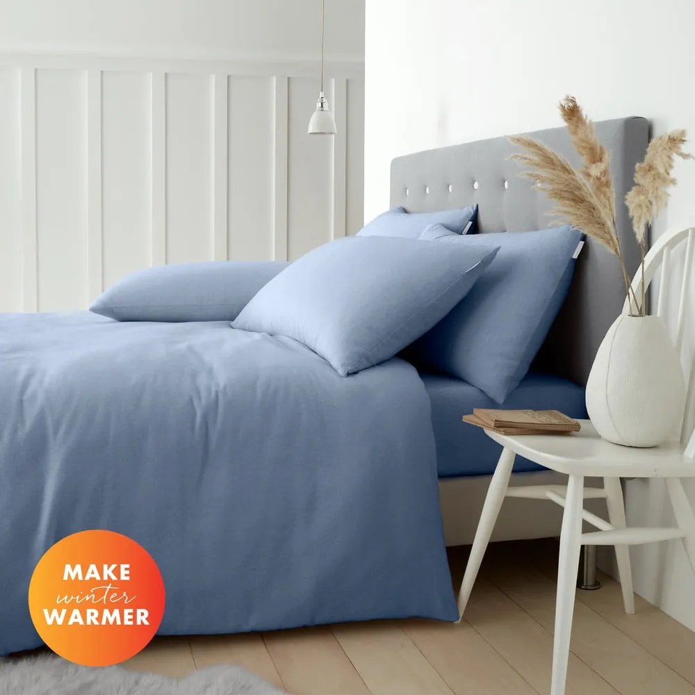 Svetlomodré flanelové obliečky na dvojlôžko/predĺžené 230x220 cm Brushed – Catherine Lansfield