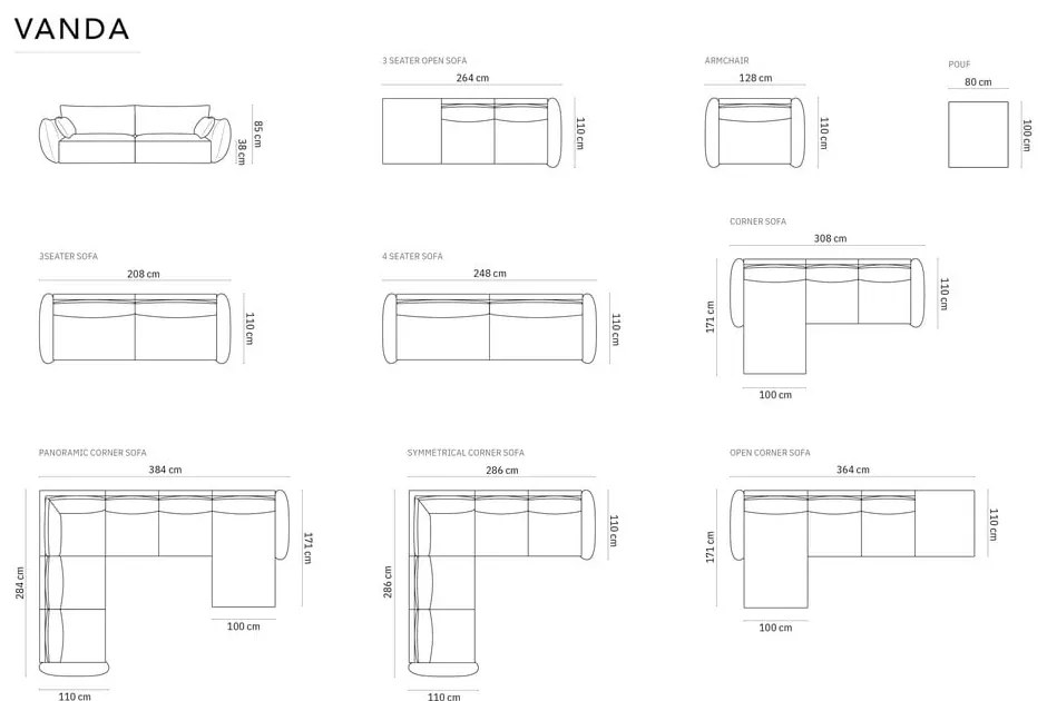 Tmavozelená pohovka 208 cm Vanda - Mazzini Sofas