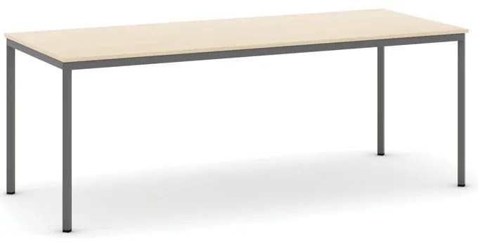 Jedálenský stôl, 200x80 cm, tmavo sivá podnož, breza