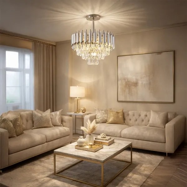 Brilagi - Prisadený luster ECLIPSE 5xE14/10W/230V pr. 38 cm strieborný