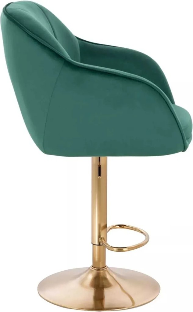 LuxuryForm DESIGN Barová stolička AVOLA VELUR na zlatom tanieri - zelená