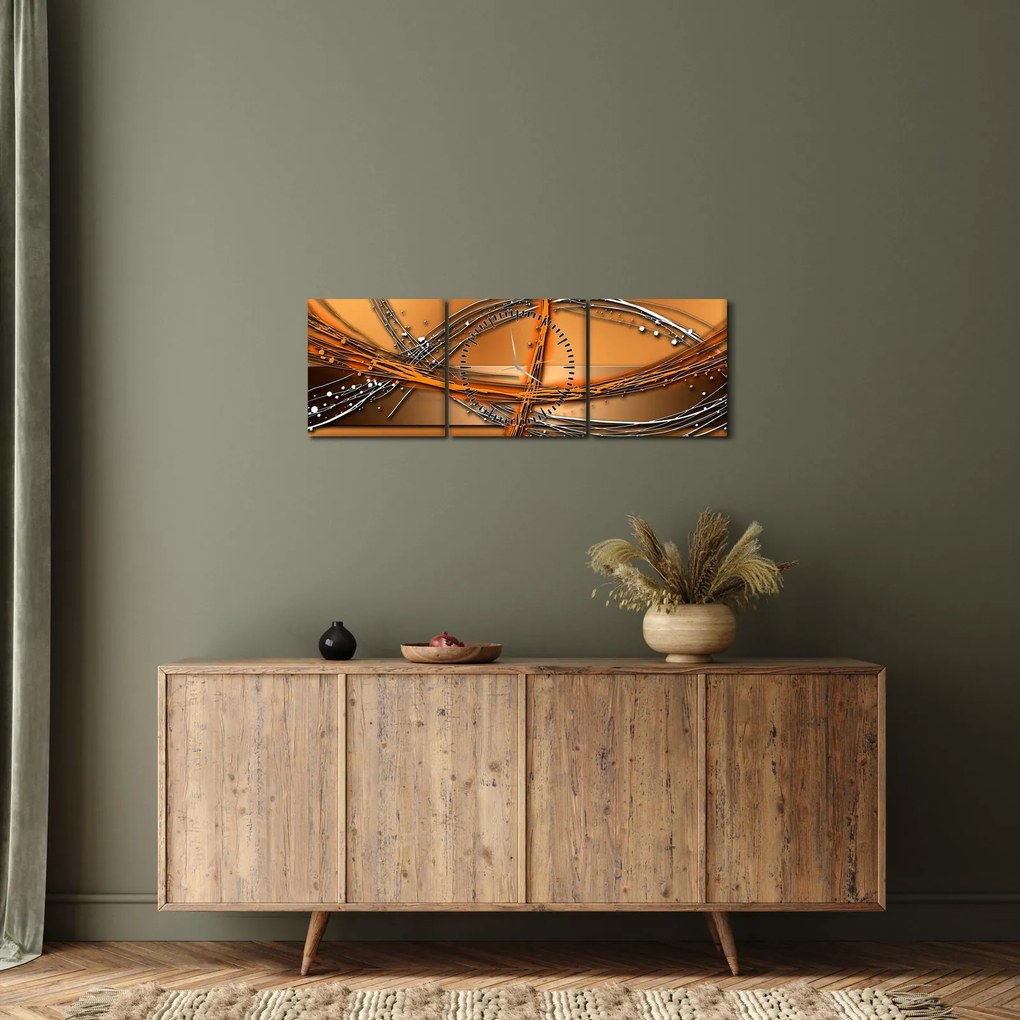 Abstraktný obraz (s hodinami) (90x30 cm)
