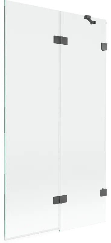 Mexen Lunar, 2-krídlová vaňová zástena pravá 100 x 150 cm, číre sklo, grafitová, 897-100-100-66-00-P