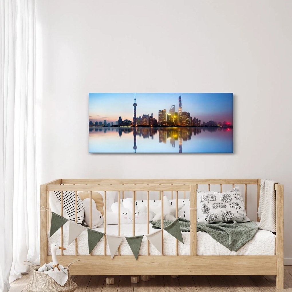 Obraz ranného neba nad Šanghajom (120x50 cm)
