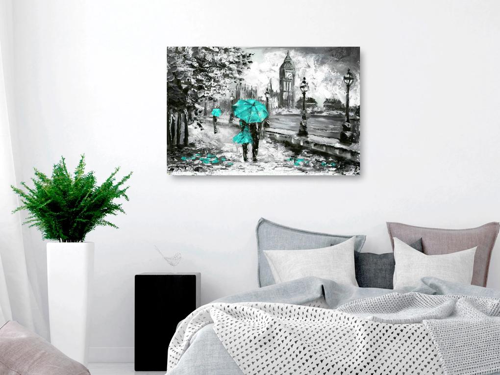 Artgeist Obraz - Walk in London (1 Part) Wide Turquoise Veľkosť: 120x80, Verzia: Premium Print