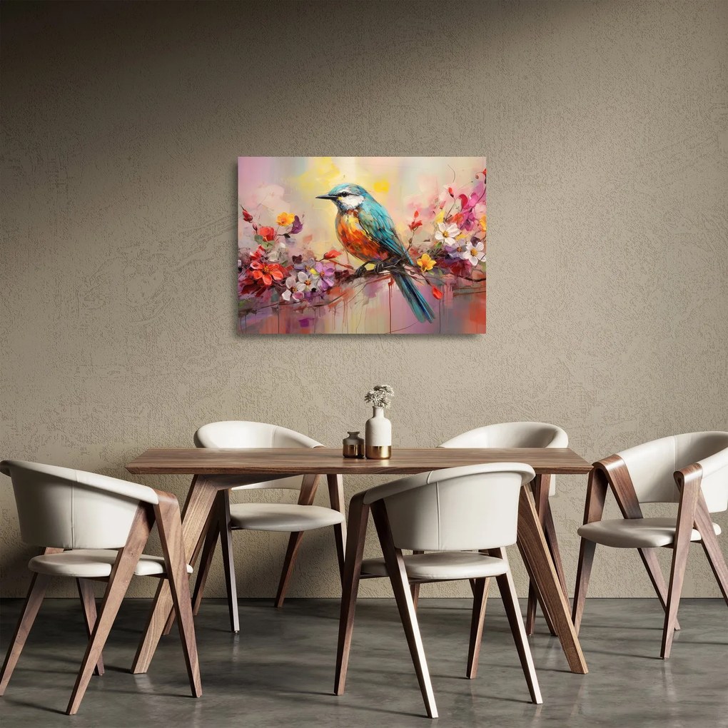 Sklenený obraz - Maľba vtáčika (70x50 cm)