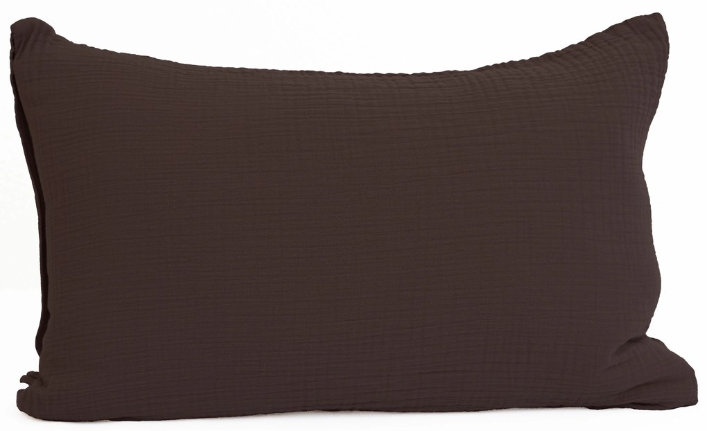 Mušelínová obliečka na vankúš 40 × 60 cm - Alexia tmavo hnedá