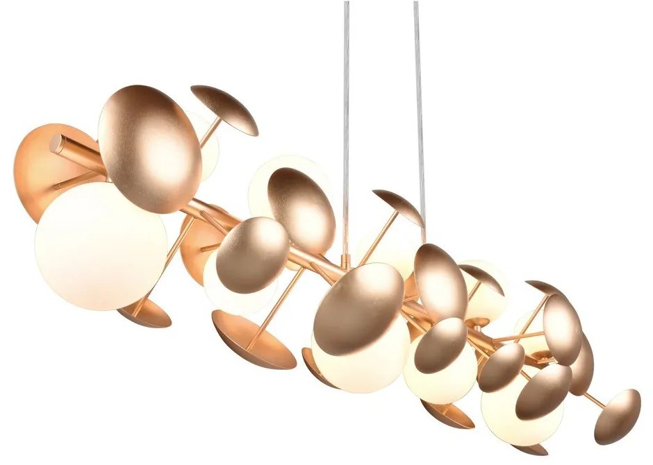 Závesné svietidlo so skleneným tienidlom v zlato-bielej farbe Bubble – Trio Select