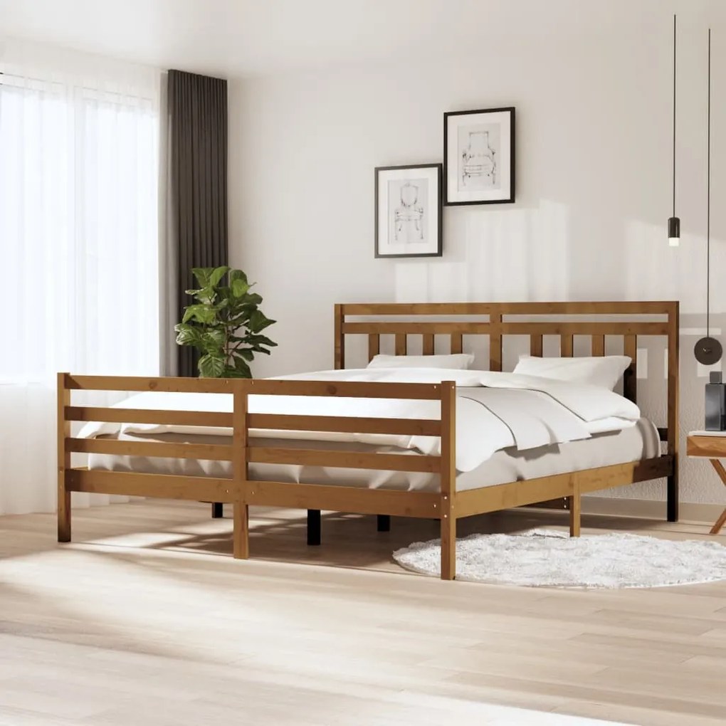 vidaXL Posteľný rám medovohnedý masívne drevo 180x200cm 6FT Super King
