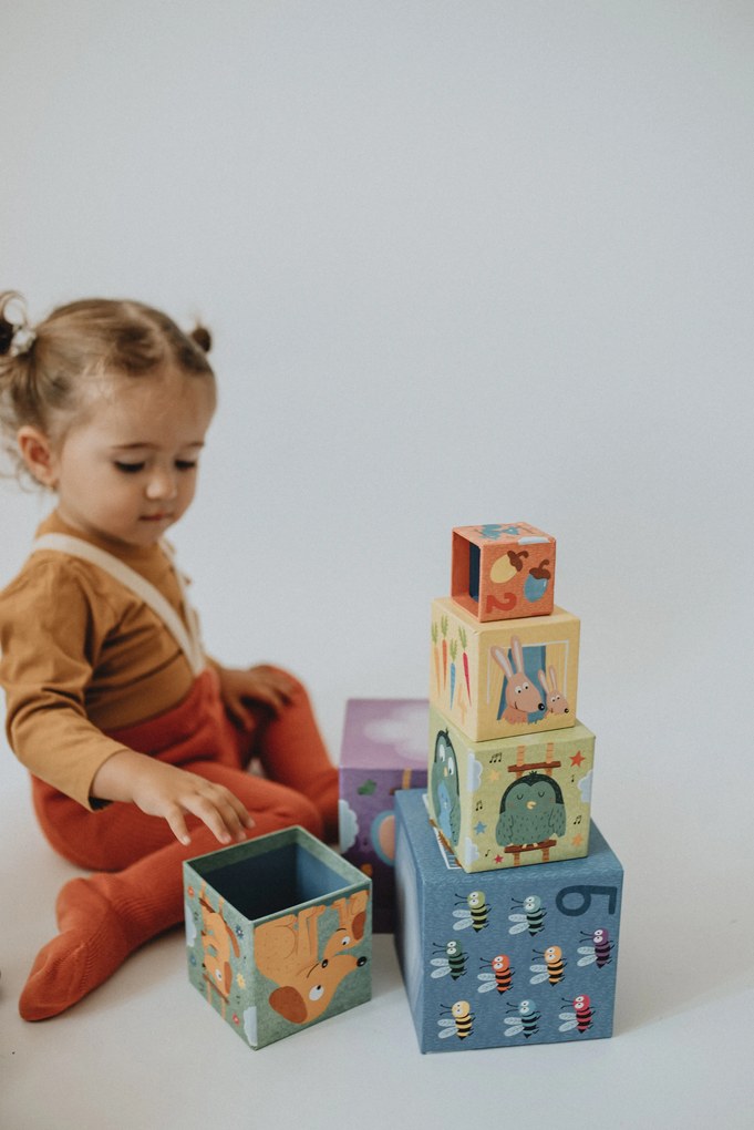 Skladacie kocky - pyramída - mamičky a mláďatká