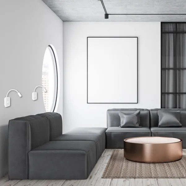 LED Flexibilná nástenná lampička s USB BASE 1xLED/8W + 1xLED/2W/230V biela