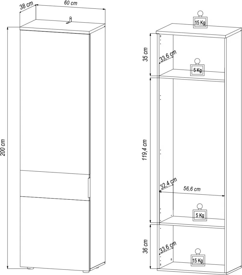 Predsieňová šatníková skriňa Milan, dub artisan/šedá
