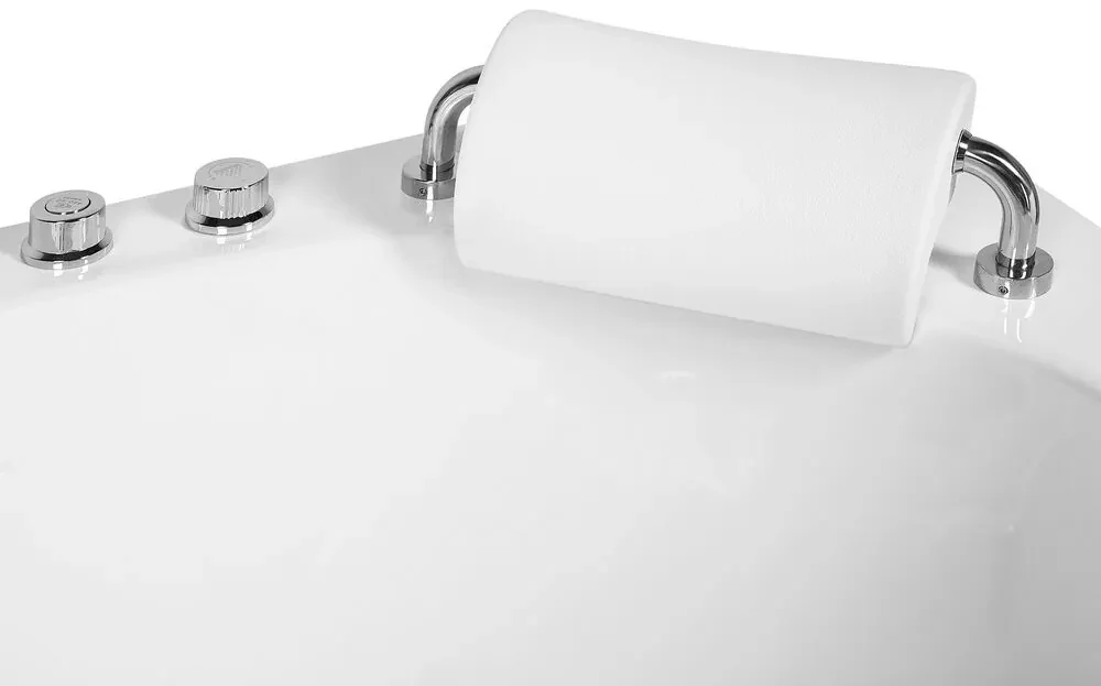 Vírivá rohová vaňa s LED osvetlením 187 x 136 cm biela MANGLE Beliani