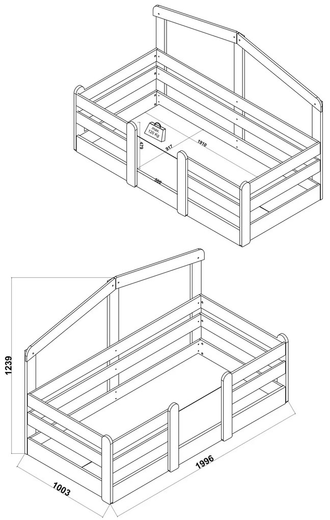 Detská posteľ 90x190 Boom - biela/šedá