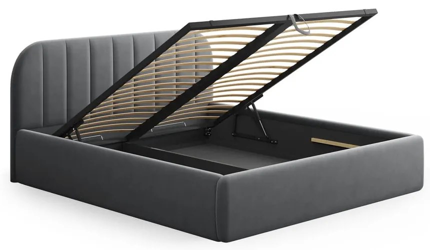 Sivá čalúnená dvojlôžková posteľ s úložným priestorom s roštom 140x200 cm Juno – Windsor &amp; Co Sofas