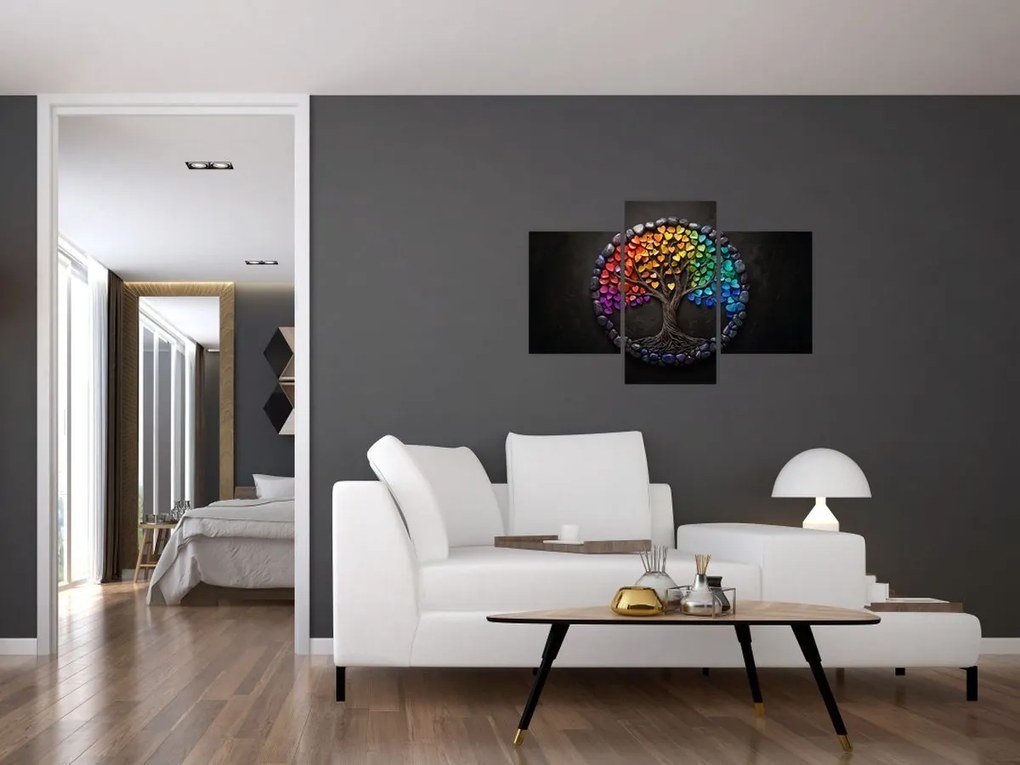Obraz – Strom plný farebných sŕdc (90x60 cm)