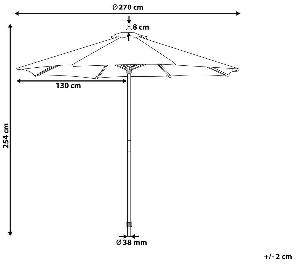 Záhradný slnečník ⌀ 270 cm červený  TOSCANA Beliani