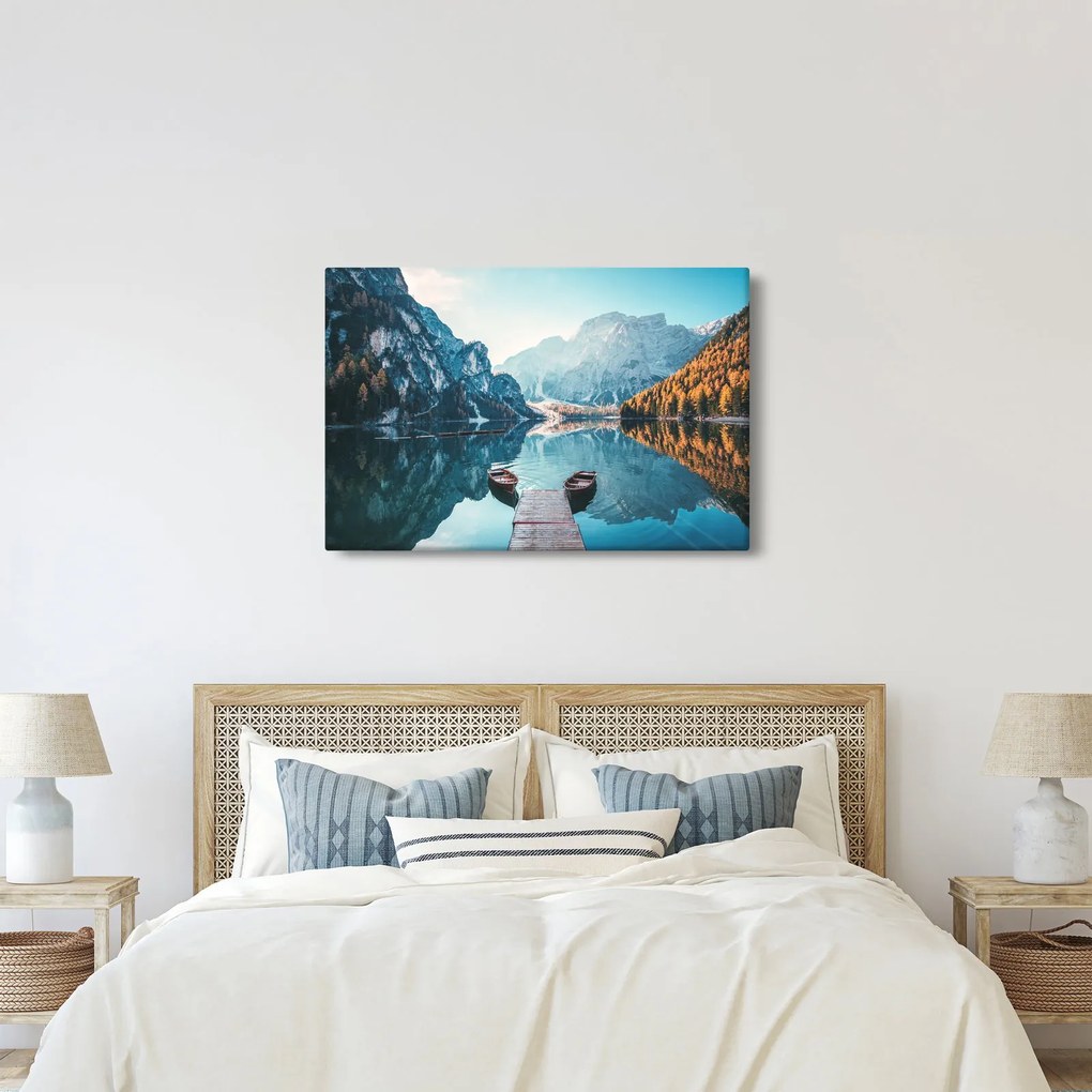 Obraz - Lode na jazere Braies (90x60 cm)