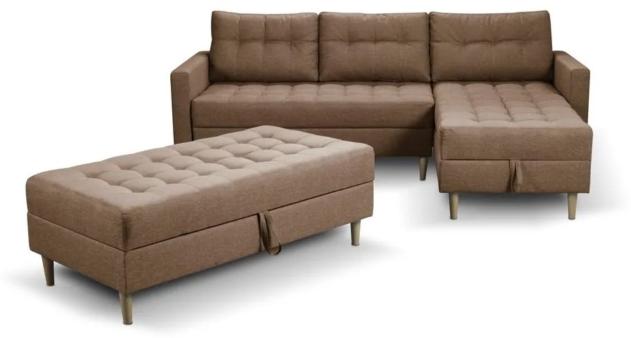 Furniture Sobczak Rohová sedacia súprava Pires s taburetom - Žlutá
