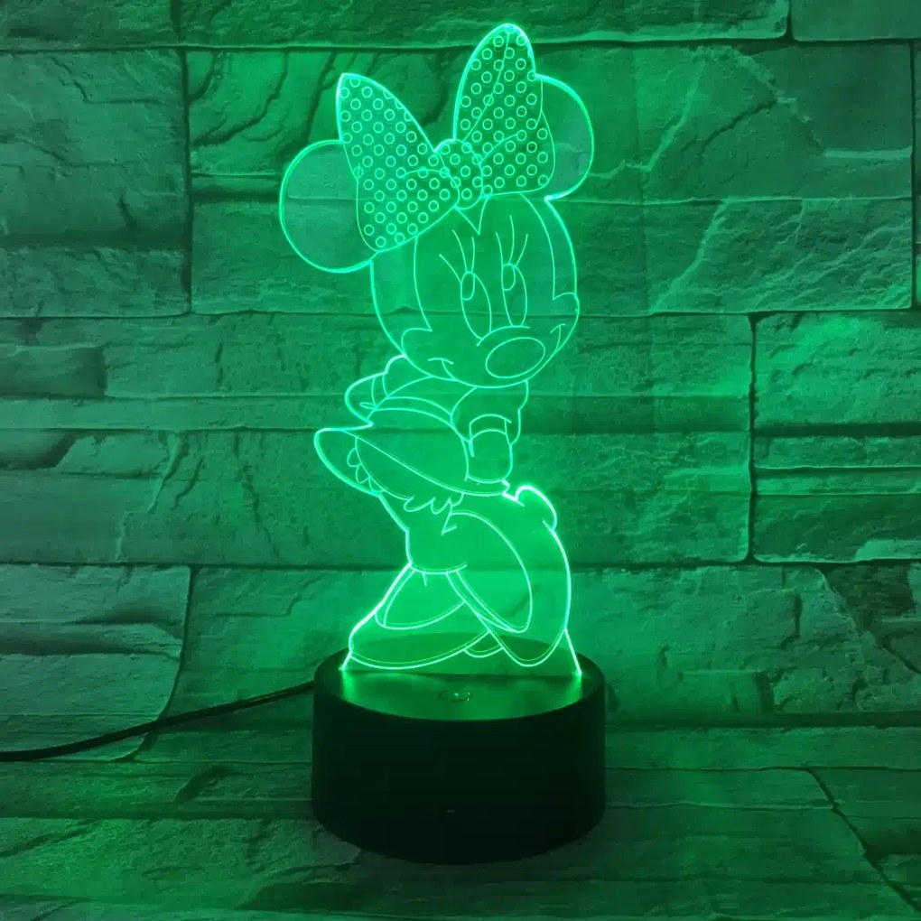 3Dmix 3DL-WD025 – 3D LED nočná lampa - Minnie Mouse (Wood)