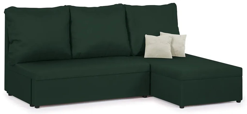 Rohová pohovka pre 3 osoby s funkciou spania TOMI Tmavě zelená/krémová