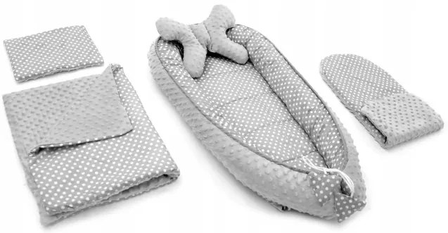 Detské hniezdo 5v1 GREY/WHITE DOTS