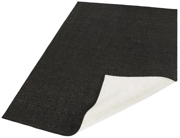 NORTHRUGS - Hanse Home koberce Kusový koberec Twin-Wendeteppiche 103096 schwarz creme – na von aj na doma - 80x150 cm