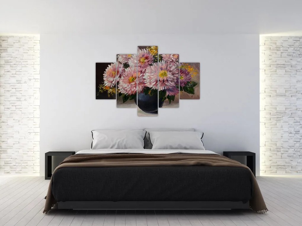 Obraz - Olejomaľba, Kvety vo váze (150x105 cm)