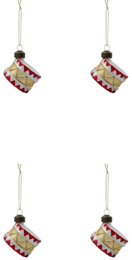 House Doctor Vianočná ozdoba Tambur Red Gold – set 4 ks