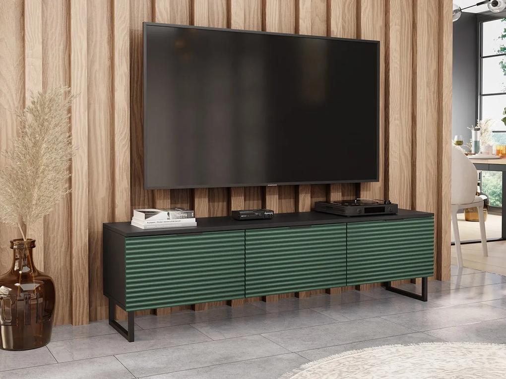 TV stolík/skrinka Kotoni 150, Farby: Čierny grafit + Zelená