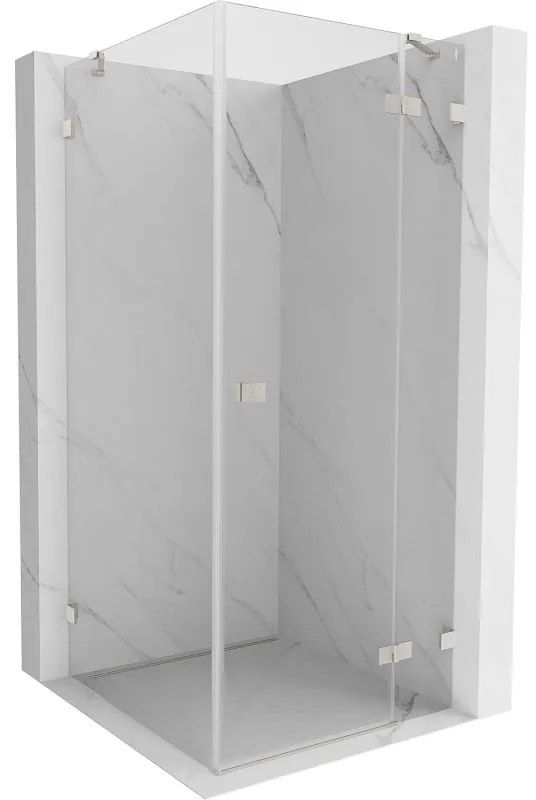 Mexen Lunar, pravostranný výklopný sprchový kút 90 x 90 cm, 8mm číre sklo, oceľový profil, 834-090-090-97-00-P