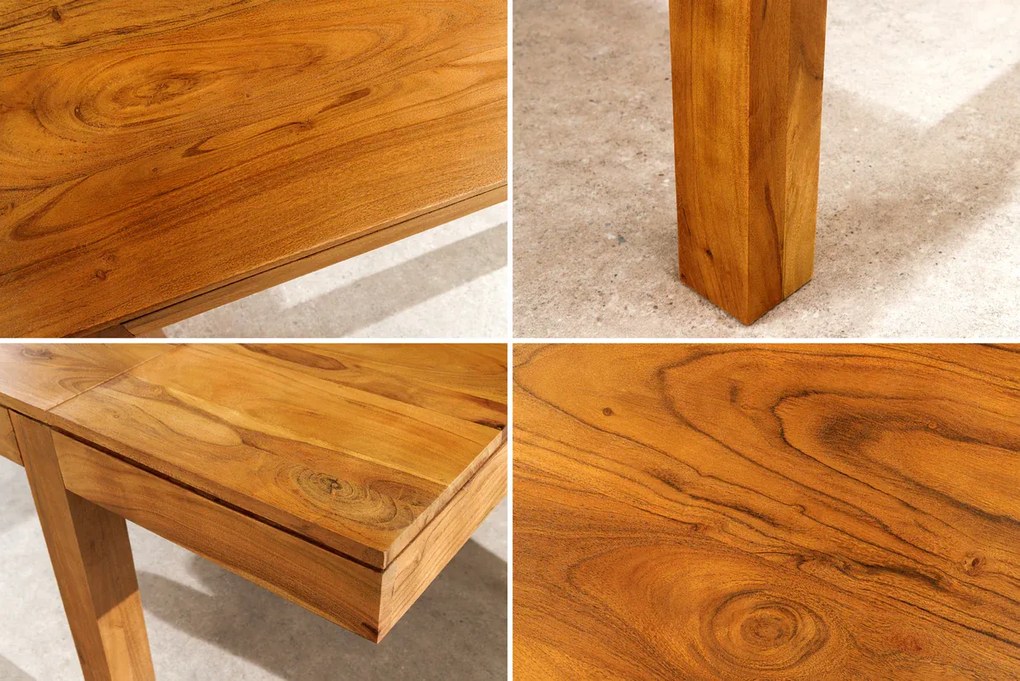 Rozkladací jedálenský stôl 120‑200 cm akáciové medové prírodné drevo
