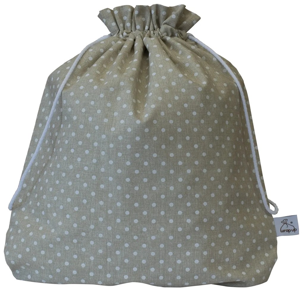 Wrap - up Funkčné vrecko Wrapáček, obal vel. XL na chlieb aj pečivo, režný s bodkou