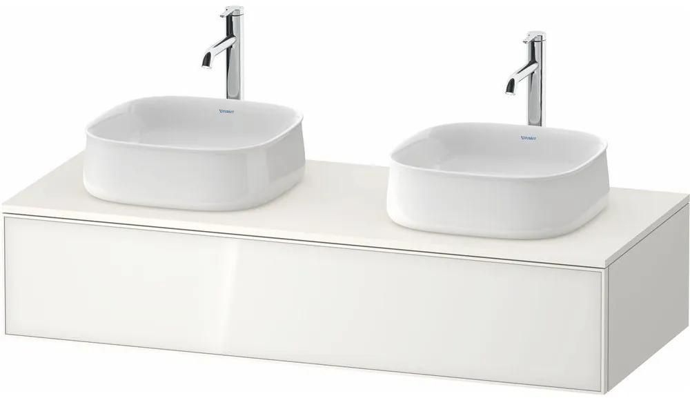 DURAVIT Zencha závesná skrinka pod dve umývadlá na dosku, 1 zásuvky, 1300 x 550 x 281 mm, biela/biela super matná, ZE4813B64840000
