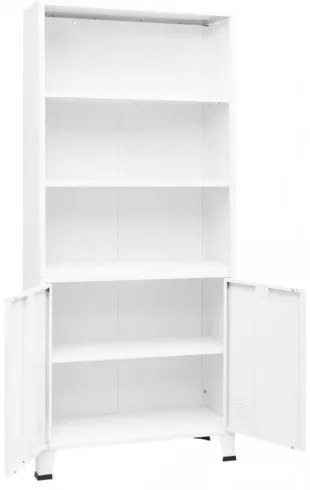 vidaXL Priemyselná knižnica biela 80x32x180 cm oceľová-