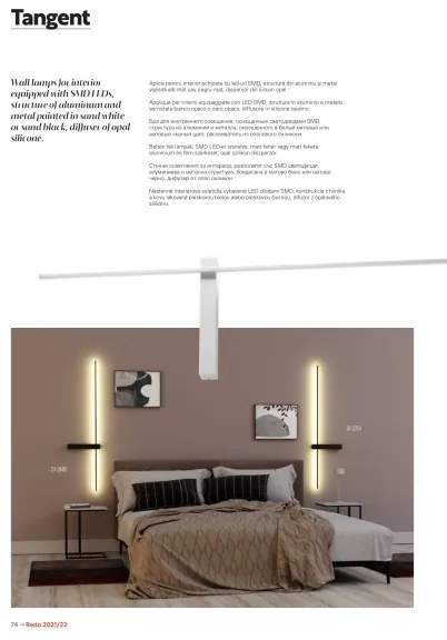 Redo 01-2480 - LED Nástenné svietidlo TANGENT LED/14W/230V 3000K čierna