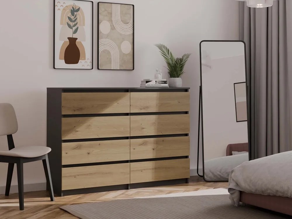 Komoda Musecalo 7 140 (antracit + dub artisan). Akcia -20%. Vlastná spoľahlivá doprava až k Vám domov. 1132829