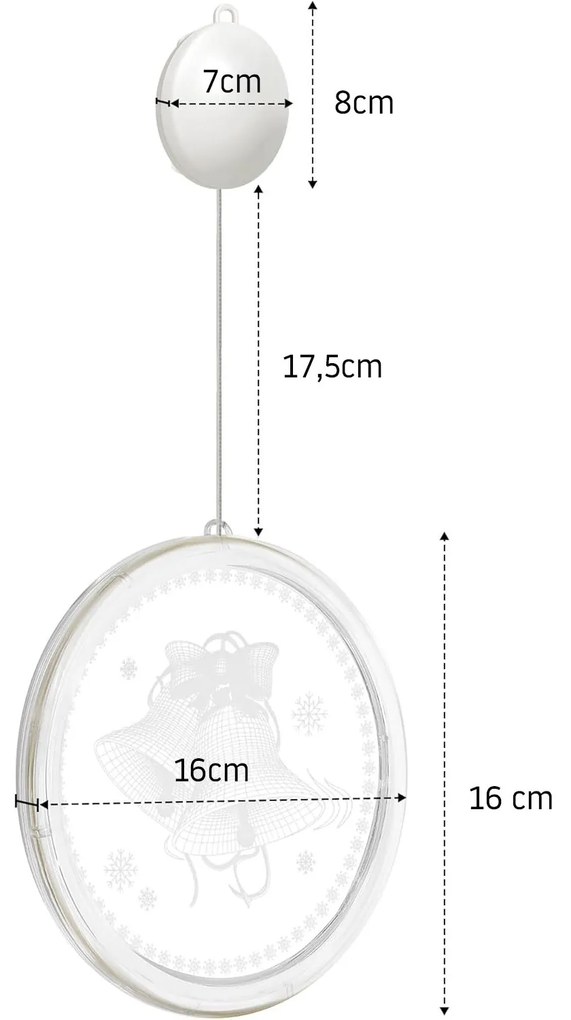 LED svetelná ozdoba na okno SANTA CLAUS II kruhová biela