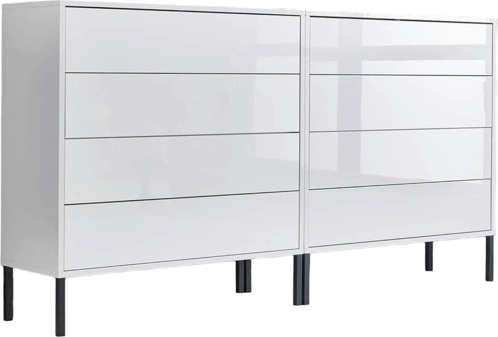 XXXLutz ŠIROKÁ KOMODA, biela, biela s vysokým leskom, 158/86/33 cm MID.YOU - Komody - 001067001601