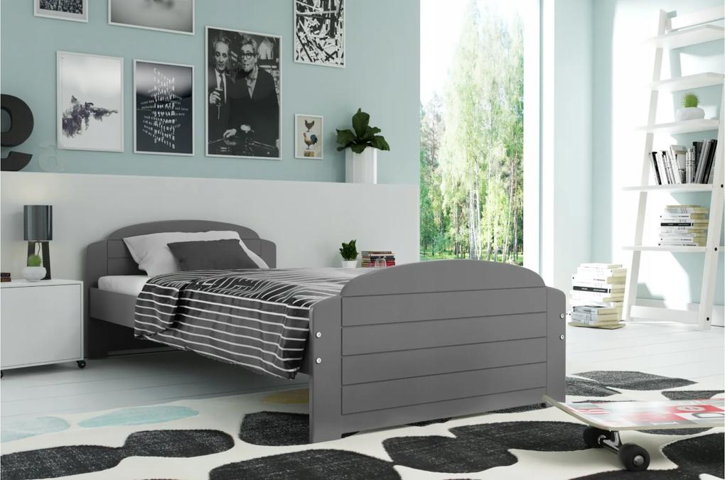 Interbeds Jednolôžková posteľ Lili pre teenagerov 200x90 s matracom a rámom - sivá