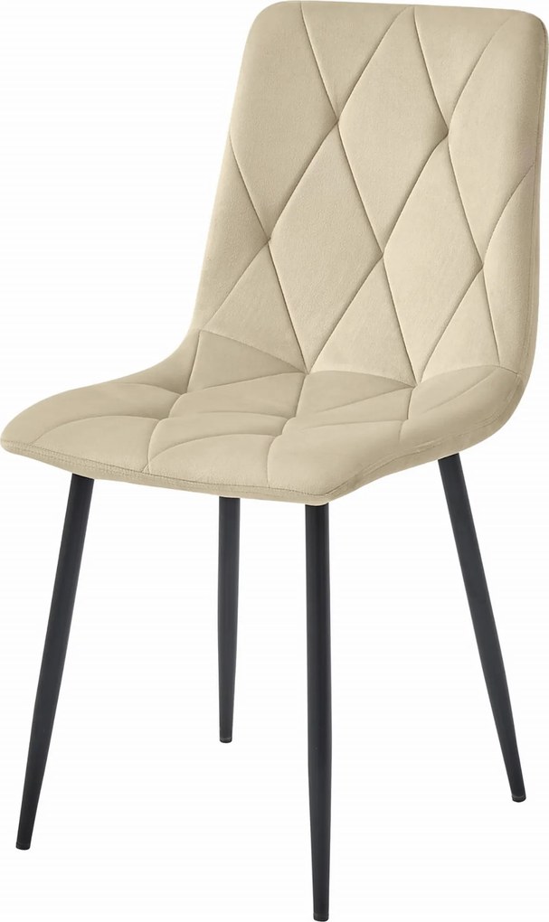 AKCIA Svetlobéžová zamatová jedálenská stolička LIBRA s čiernymi nohami II. akosť