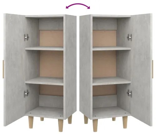 vidaXL Komoda betónovo sivá 34,5x34x90 cm spracované drevo-
