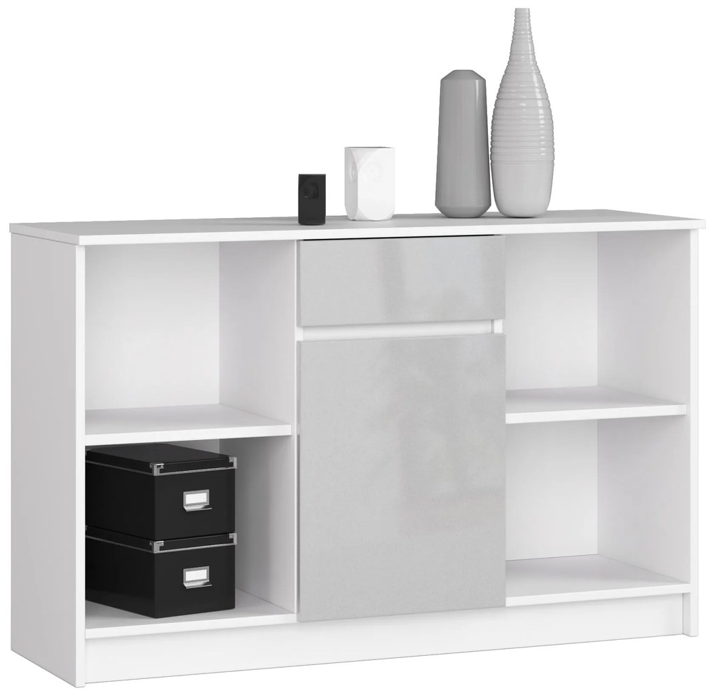 Komoda Briar  (biela + metalický lesk). Akcia -20%. Vlastná spoľahlivá doprava až k Vám domov. 1069874