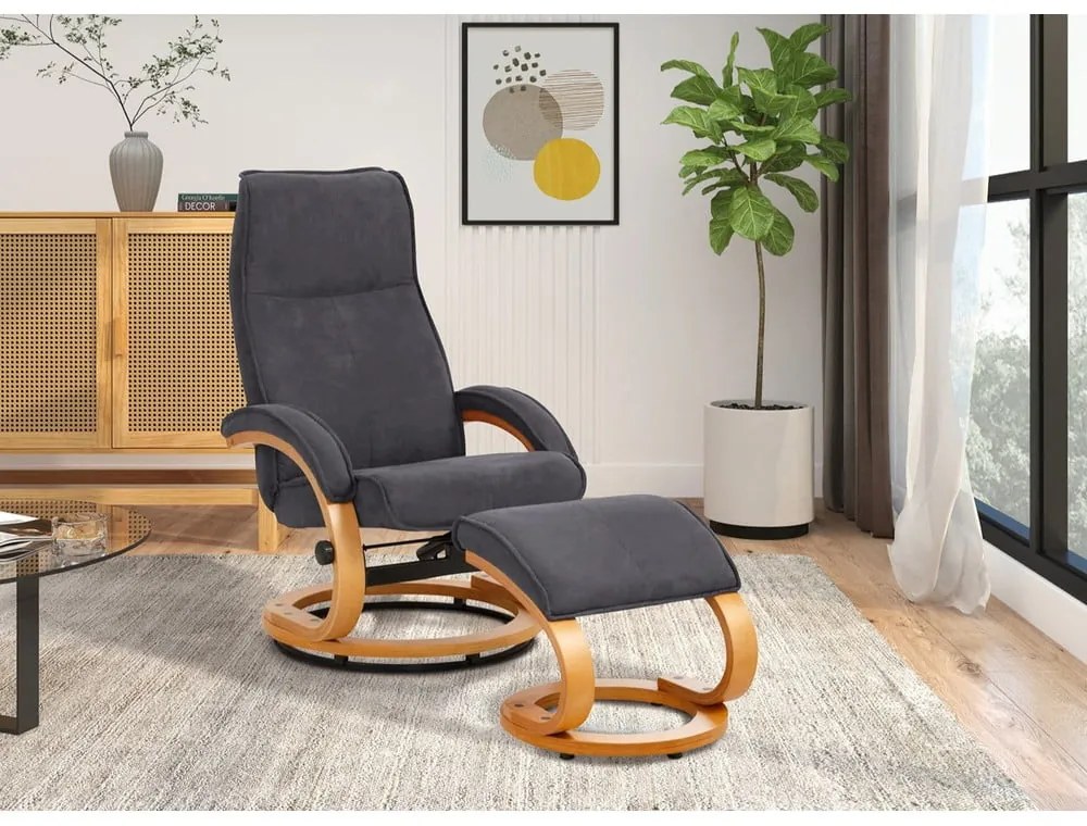 Set sivého polohovacieho kresla a podnožky s poťahom z textílie Støraa Rika