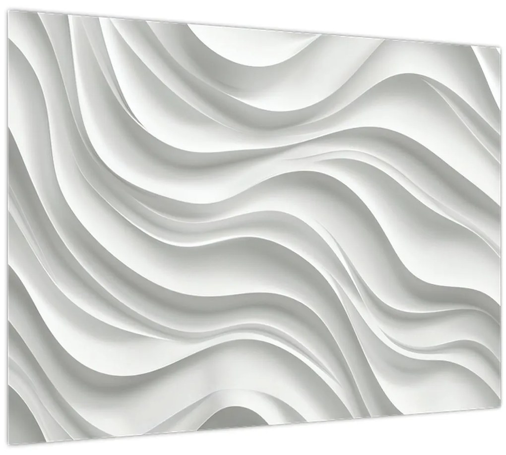Obraz - 3D biele vlny (70x50 cm)