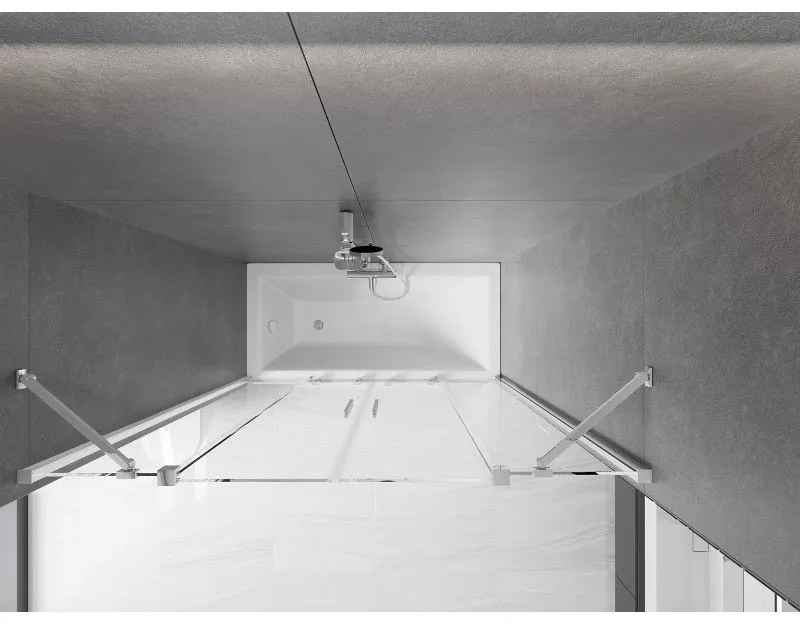 Mexen Velar Duo, 2-krídlová posuvná vaňová zástena 150 x 150 cm, 8mm číre sklo, chrómový profil, 896-150-000-02-01