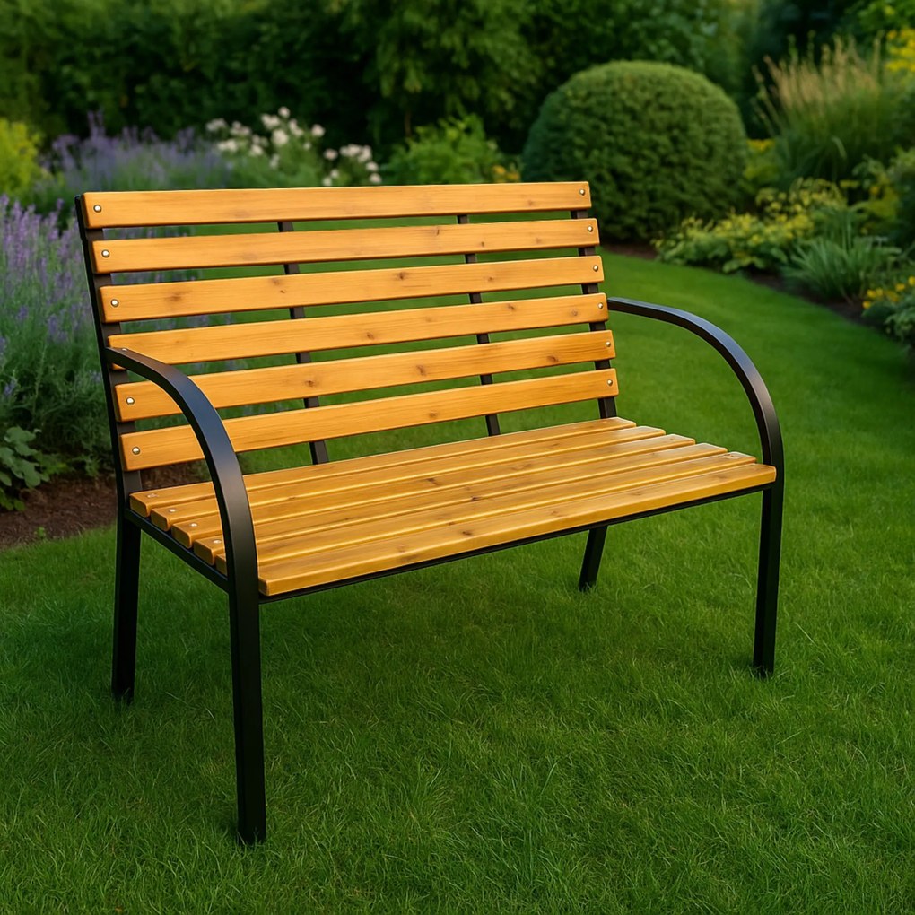 Záhradná lavička DALIA čierna/jedľové drevo