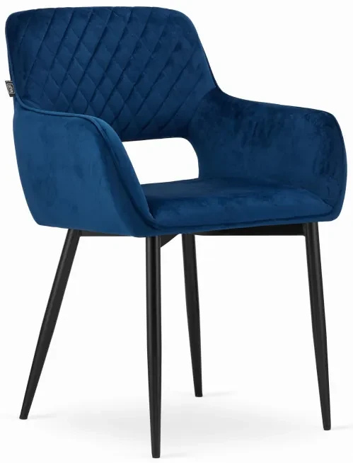 Set dvoch jedálenských stoličiek AMALFI zamat modré (čierne nohy) 2ks