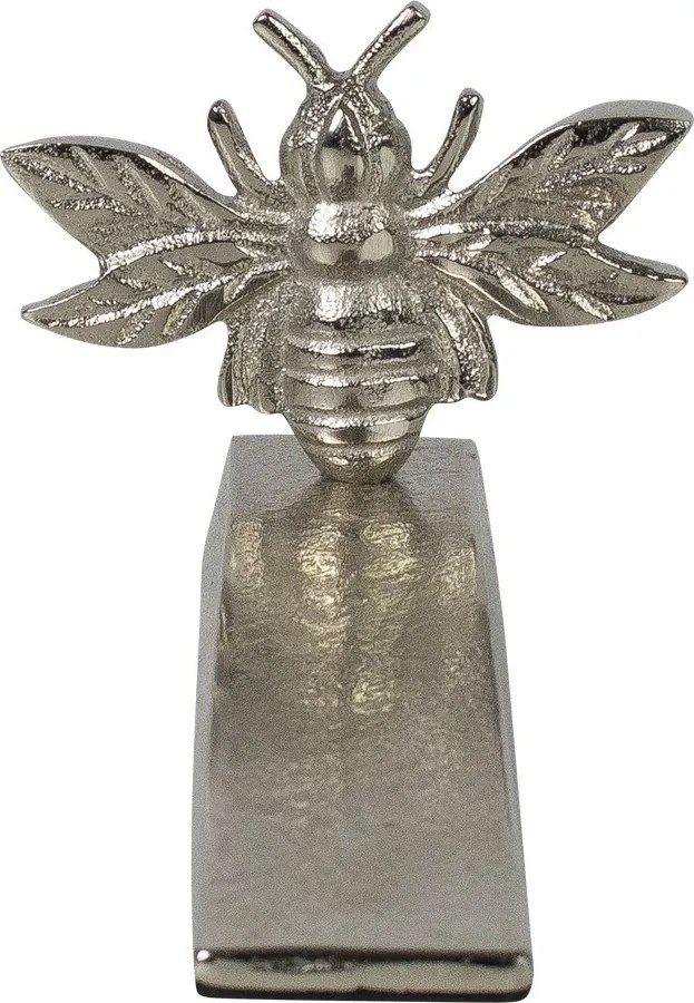 Strieborná kovová zarážka do dverí so včielkou - 14*9*8cm