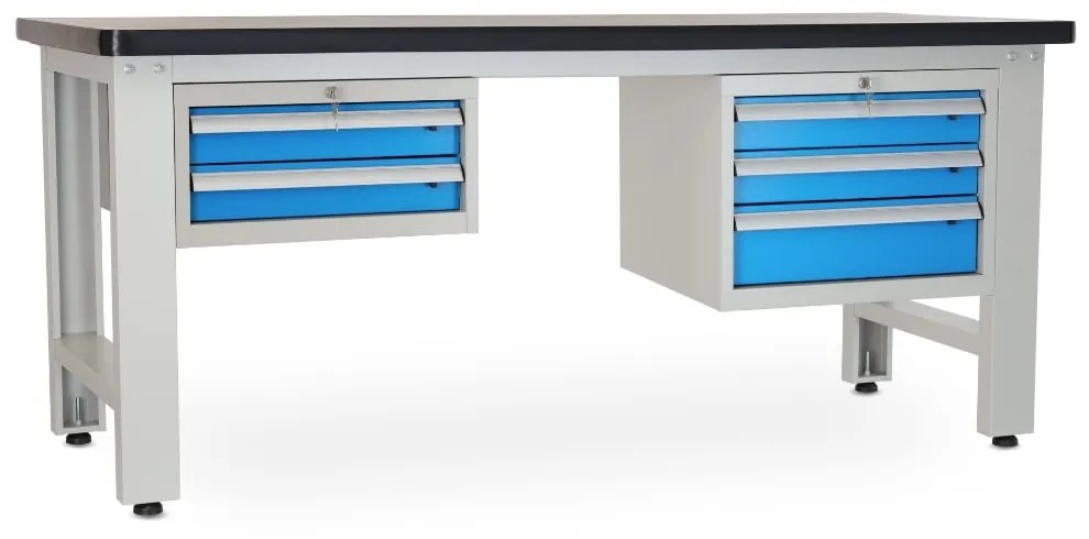 Dielenský stôl Solid MDF-23, 210 cm, 2 závesné boxy, čierna